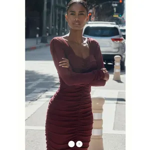 Anthropologie Long-Sleeve Ruched Slim Midi Dress thumbnail 3