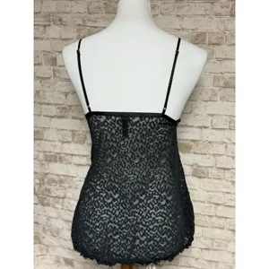 Victoria's Secret The‎ Lacie Black Top With Cheetah Print M thumbnail 3