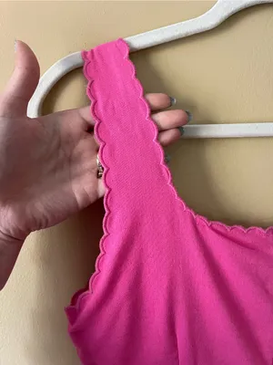 Altar'd State Bright Pink Scalloped Strap Mini Dress thumbnail 6