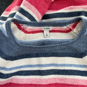 LL Bean Women’s Striped Cotton Sweater Multicolored Size Small Blue, Pink, Cream thumbnail 3