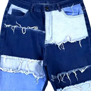 Retro 70’s vibe patchwork look high rise stretchy flared leg jeans! New! thumbnail 4