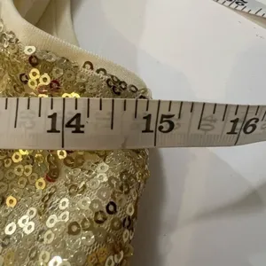 NWT Kate Kasin Gold Sequin V-Neck Formal Maxi Gown Dress Size XS US 2 thumbnail 7