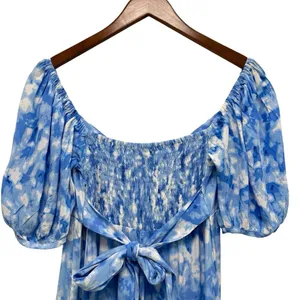 Faithfull the Brand Charlize Midi Dress in Blue Roos Tie Dye Cloudscape Size S thumbnail 7