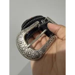 Celestial Velvet Western Belt Silver Buckle Stars Sz‎ M 34" thumbnail 6
