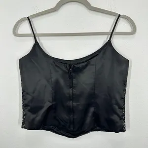 Jessica McClintock Gunne Sax Black Lace Sequin‎ Corset Top Strappy Evening Glam thumbnail 4