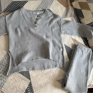 Free People Light Gray Knit Henley Sweater Set thumbnail 3