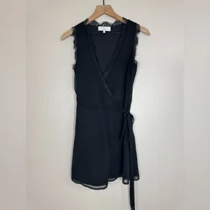 L’Academie Jade Wrap Lace Edge Mini Black Dress Revolve size XS $200 thumbnail 4