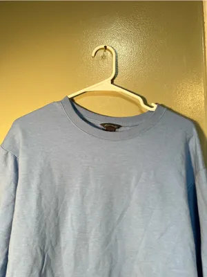 Eddie Bauer Women's Size Small Crewneck Sweatshirt‎ Light Blue Slit Sides Fleece thumbnail 6