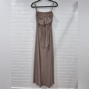 Birdy Grey Benny Dress in Crepe Taupe Bow Back Gown thumbnail 6