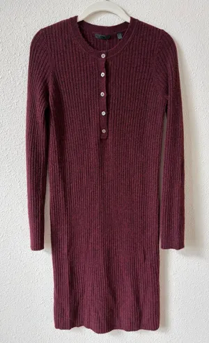 ATM Anthony Thomas Melillo Cashmere Blend Wide Rib Henley Sweater Dress Small thumbnail 1