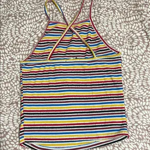 Colorful Striped Halter Top Red Size undefined thumbnail 2