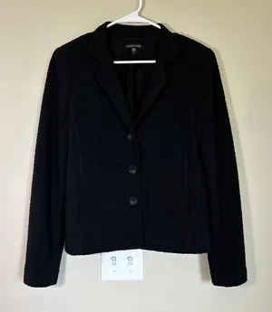 EILEEN FISHER Crinkle Textured Blazer Jacket Size S Black‎ Lining Stretch thumbnail 1
