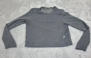 Gymshark Solace sz Sm Womens Gray Cropped Long‎ Sleeve Athletic Pullover Sweater thumbnail 1