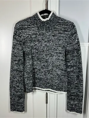 Madewell Marled‎ Mockneck Sweater Black And White Marl 2025 size small wool thumbnail 2
