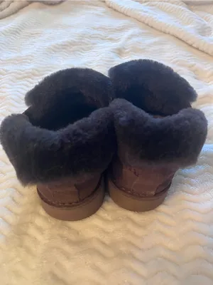 UGG Dark Brown Suede Shearling Cuff Slip-On Slippers thumbnail 3