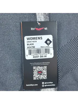 Hot Chillys Womens Black Crew Neck Performance Base Layer Size M 3D Knit New Wit thumbnail 5
