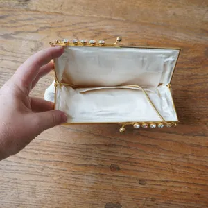 Vintage Bag by Debbie White Seed Bead Aurora Borealis Rhinestone Clutch Japan thumbnail 5