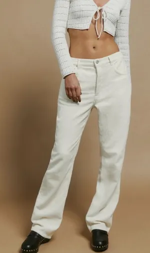 Reformation Rowan High Rise Relaxed Corduroy Pants Cream Size 25 thumbnail 1