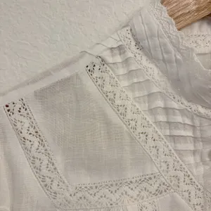 The Shirt Rochelle Behrens Priya Shirt XS White Linen Top Victorian Prairie Lace thumbnail 7