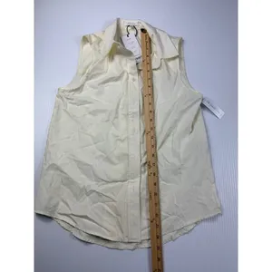 Vetta Sleeveless Button Down‎ Shirt Ivory Collared Top XS thumbnail 4