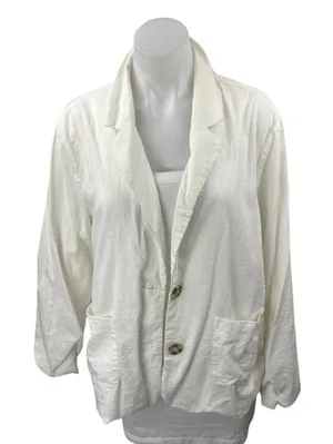 Le Lis White Button Front Notch Collar Pockets Long Sleeve Blazer Coat Jacket M thumbnail 1