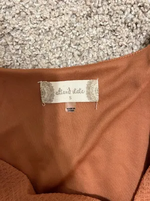Altar’d State Rust Tiered Babydoll Mini Dress Puff Sleeve Small thumbnail 3