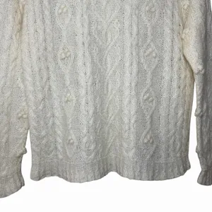 VTG Express Tricot Womens Size‎ S Handknit Mohair Wool Cable Knit Sweater Ivory thumbnail 7