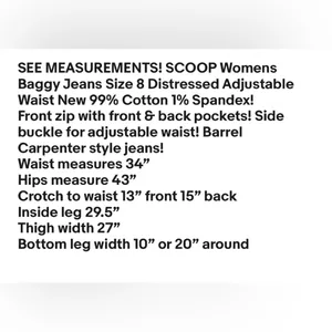 SCOOP Womens Baggy Carpenter Jeans Size 8 Distressed Adjustable Waist New thumbnail 11