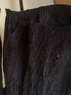 Free People Distressed Cable Knit Turtleneck Sweater Oversized Cowl Black Small‎ thumbnail 6