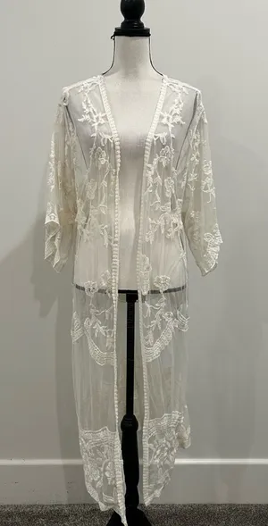 Dizzy Gal Lace Kimono White Size M thumbnail 1