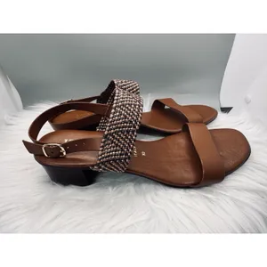 Italian Shoemakers Sandal Womens Size 10 Brown Woven Slingback Italy Block Heel thumbnail 5