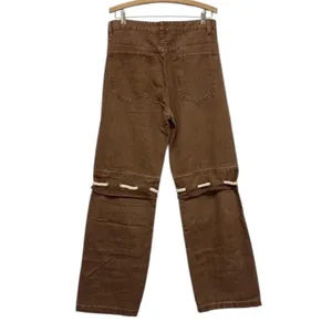 Y2K Deconstructed Women's Cargo Jeans Size M Brown Size M thumbnail 5