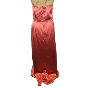 Birdy Grey‎ Anne Dress Terra Cotta Shiny Satin Strapless Maxi Bridesmaid Size XL thumbnail 6