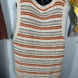 Jones New York Vintage Beige Striped Zip Front Sweater Vest Size 1X EUC thumbnail 5