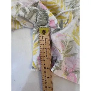 Briggs Womens Tropical Floral Linen Blend Smocked Shorts Pink Yellow Medium thumbnail 6