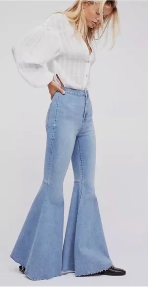 FP We The Free Just Float On High Rise Extreme Bell Bottom Jeans 26 EUC thumbnail 1