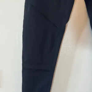 Zella High Waist Ribbed Moto Black Gym Leggings thumbnail 3