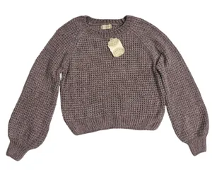 Altar'd State Nirvana Mauve Chenille‎ Waffle Knit Balloon Sleeve Sweater XS thumbnail 1