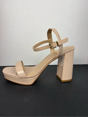 Mix No. 6 Nude Patent Block Heel Sandals with Ankle Strap thumbnail 6