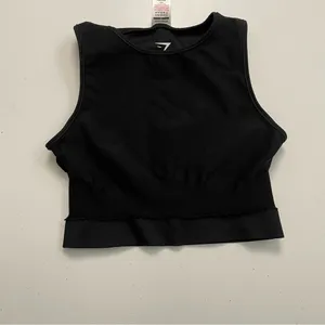 Gymshark Sweat Seamless Midi Tank Sports Bra Compression Exercise Workout Black thumbnail 7