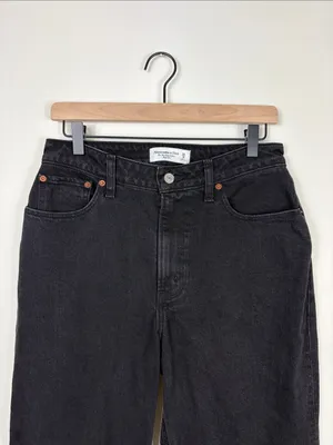 Abercrombie 90s Relaxed Jeans Curve Love Women’s Size 28 6 Black Denim High Rise thumbnail 3