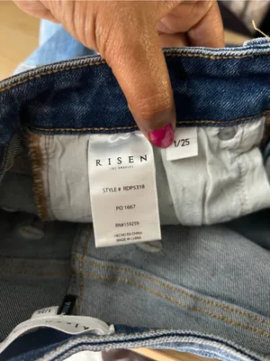Risen Jeans High Rise Ripped Wide Leg Jeans Distressed Raw Hem Size 1/25 thumbnail 14