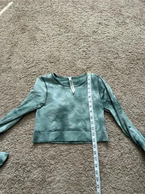 Lululemon Ebb to Street Long Sleeve Shirt Marble Dye Tidewater Teal Size 6 thumbnail 7