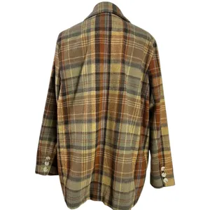 Free People Wool Mari Tartan Plaid Blazer Winter Wheat Large Dark Academia thumbnail 10