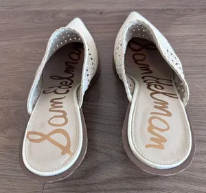 Sam Edelman Lillianna Slip-On Leather Heel Mules Ivory Pointed Toe Size 8.5 thumbnail 4