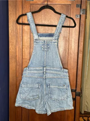 Anthropologie Pilcro Denim Short Overalls Small Light Wash Bib Shortalls Boho thumbnail 3