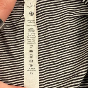 Lululemon Love Tee Womens 4 Black‎ White Striped Pima Cotton Short Sleeve Shirt thumbnail 7