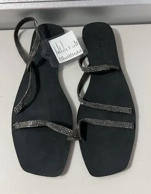 Free‎ People Silver Crystal Cove Strappy Sparkle Sandal Size 9.5/10 Euro 40 thumbnail 1
