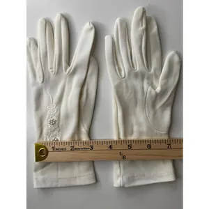 Vintage 1980s White/Ivory Unbranded Satin Beaded Floral Gloves XS S thumbnail 16