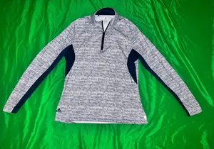adidas Women's Grey Patterned V-Neck Pullover with Navy Panels size M- FLAW thumbnail 1